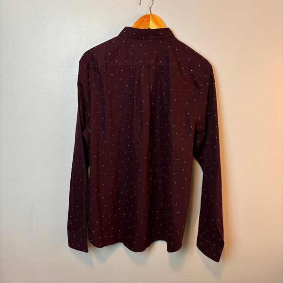 Denim & Flower Mens Dress Shirt Button Up Slim Fit XL Burgundy Long Sleeve - Picture 3 of 8